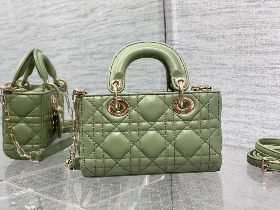 Micro Lady D-Joy Bag Cedar Green Cannage Lambskin